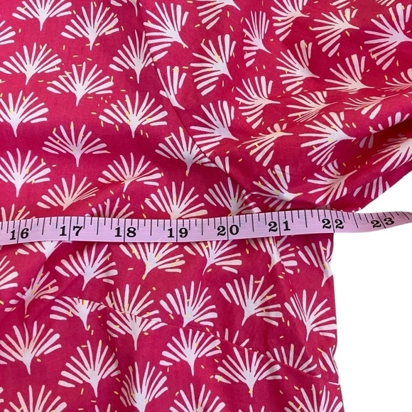 Talbots Pink White Fan Print Poplin Popover Blouse Lace Trim 3/4 Sleeves Sz X - Picture 15 of 16